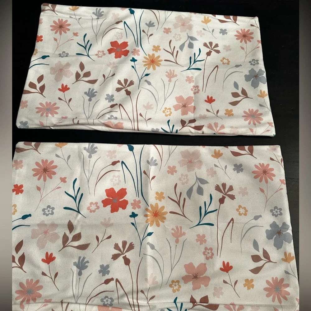 Floral Fall Set Oblong Rectangle Pillow Covers Cases 12x20 Neutral Floral
